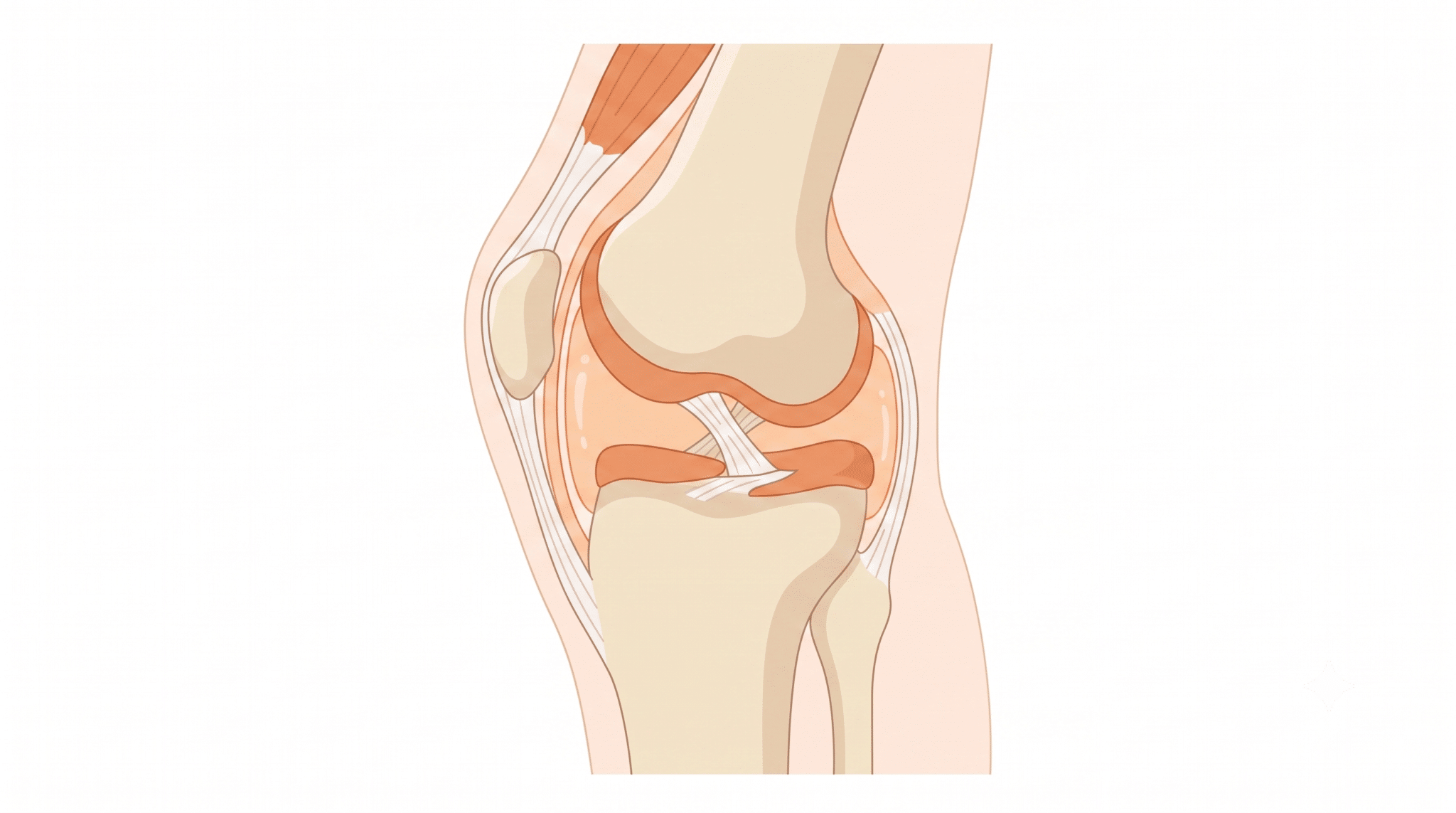 Schéma d'une articulation du genou montrant le cartilage et le liquide synovial